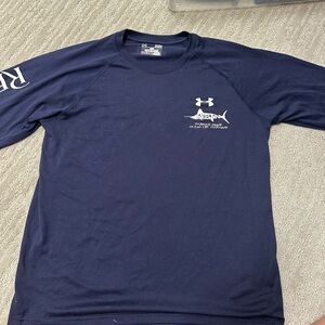 Vintage, Under Armour Navy Reel Inn White Marlin Open Long Sleeve/ Fishing Shirt